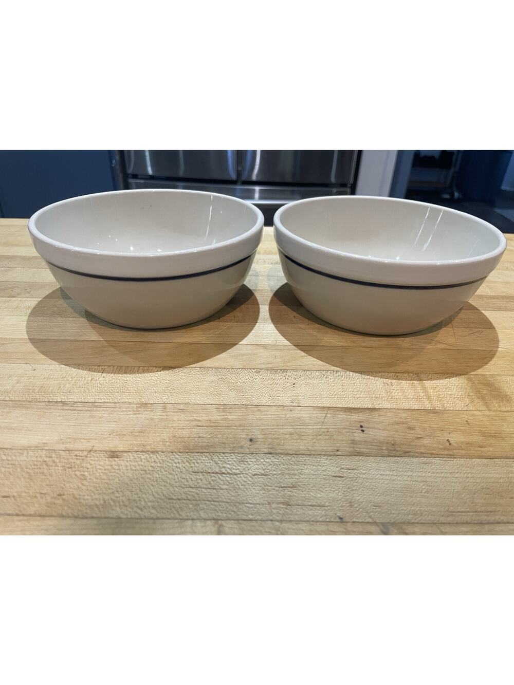 Vintage Gibson White Blue Band Cereal Soup Set Of 2 Bowls Farmhouse Cottagecore